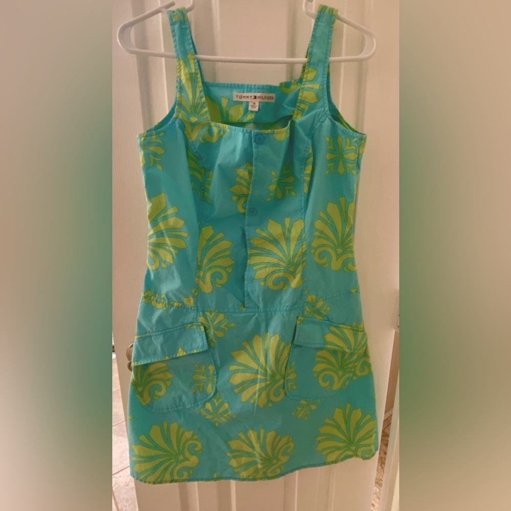 Tommy Hilfiger Blue /Yellow Sun Dress  Floral Size 12 , Like New